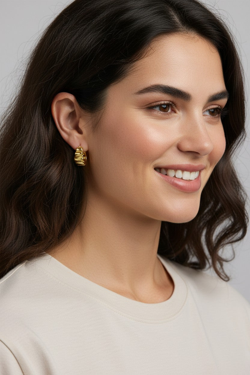 Textured Gold Drop Earrings