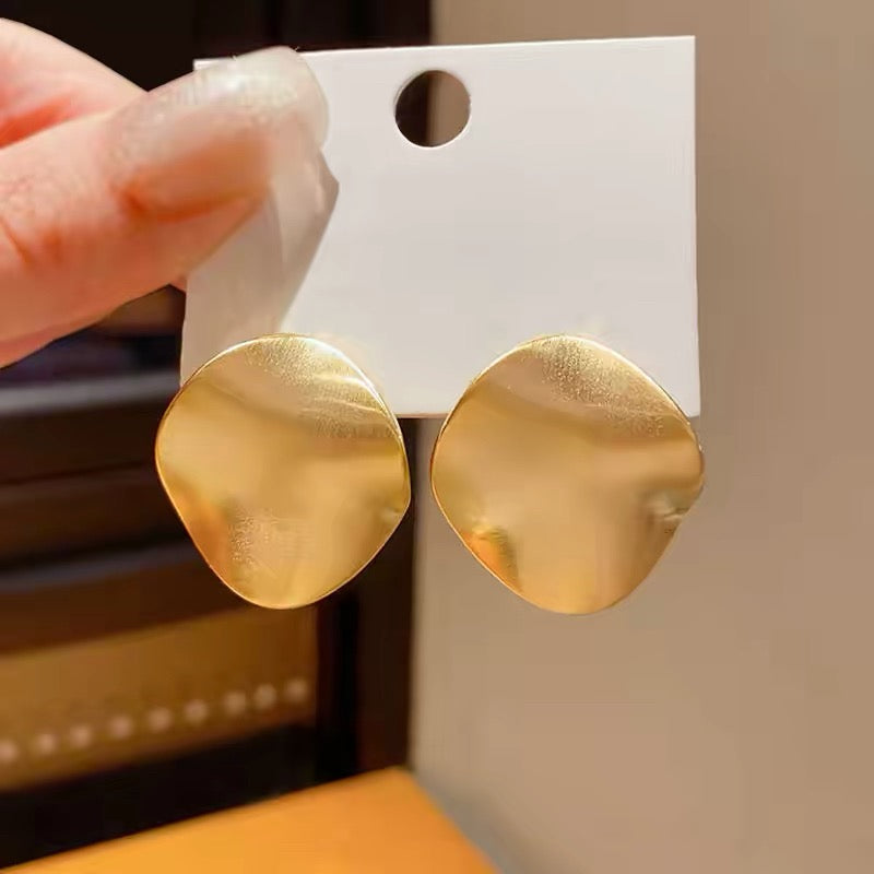 Organic Textured Gold Stud Earrings