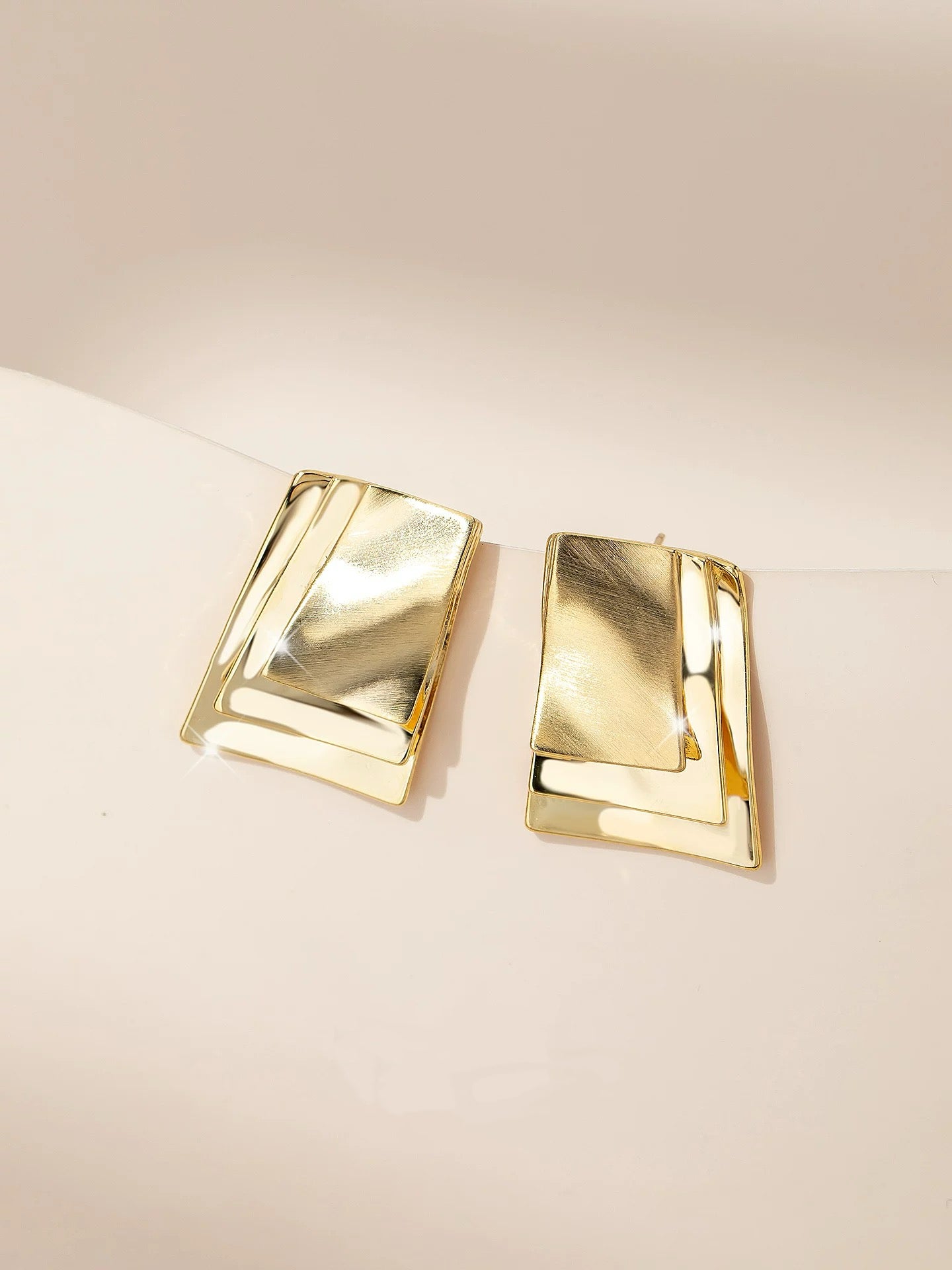 Layered Geometric Statement Stud Earrings