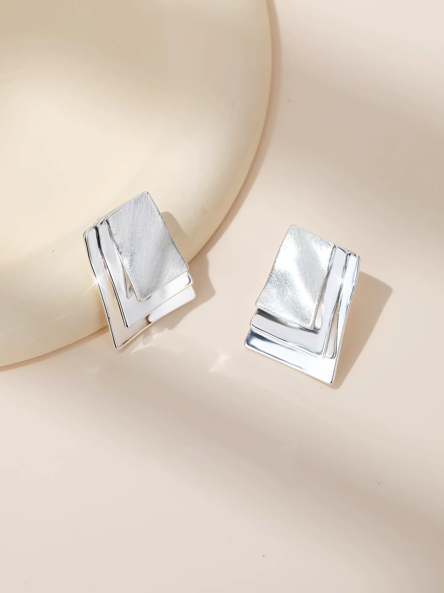 Layered Geometric Statement Stud Earrings