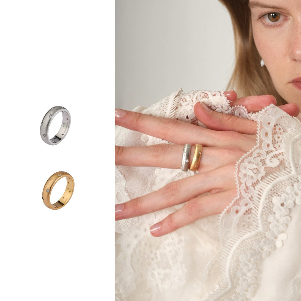 Brushed Zirconia Dome Ring