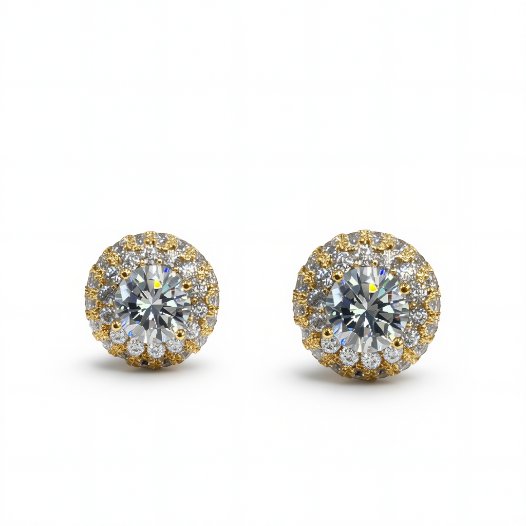 Halo Round Stud Earrings